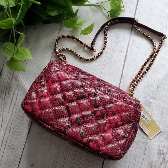 MICAHEL Michael Kors RETAIL Fucshia Snakeskin Crossbody - Picture 8 of 16